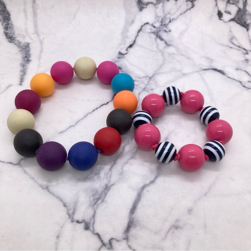 Two Chunky Bead Bracelets (?) One Pops Off